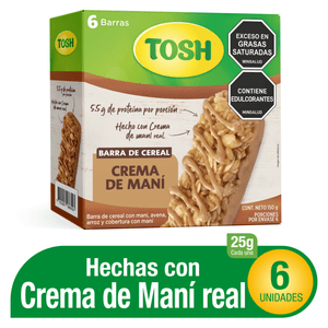 Barras de cereal TOSH con crema de maní (150 gr)