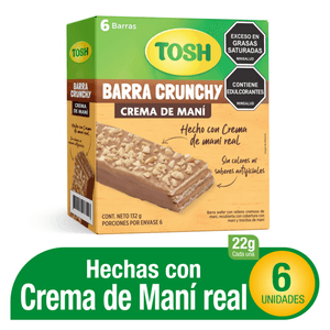 Barra crunchy TOSH crema de maní (132 gr)