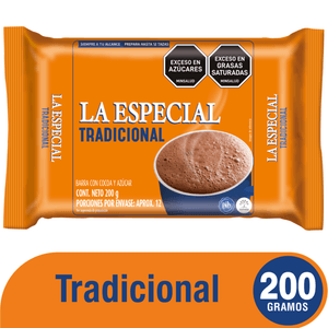 Chocolate en barra LA ESPECIAL tradicional con cocoa y azúcar (200 gr)
