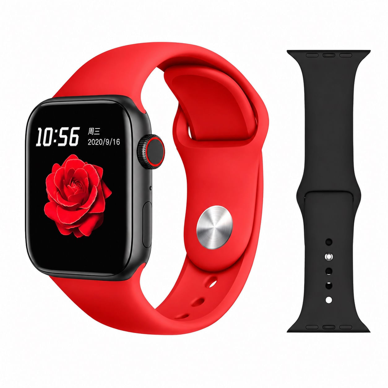Reloj Inteligente Bluetooth Con Correa Intercambiable Roja y Negra