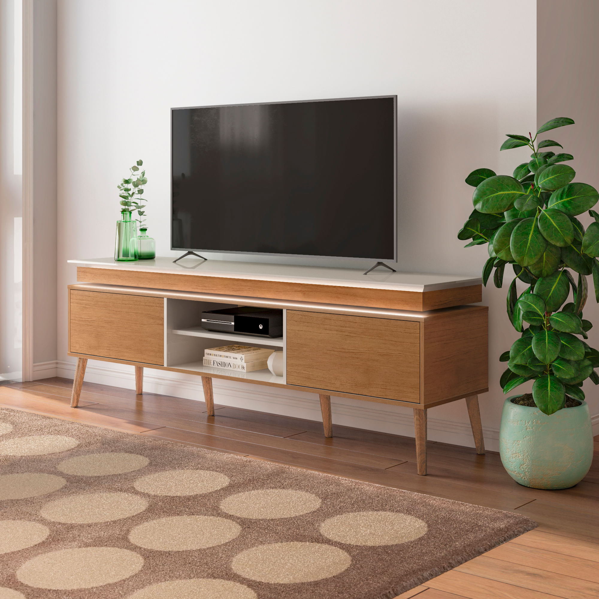 Imagen de Mueble Rack para TV hasta 75" Lumina 62x180x41cm Cerezo Offwhite