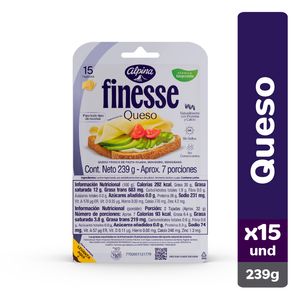 Queso alpina finesse tajado 239 g