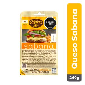 Queso alpina sabana tajado 240 g