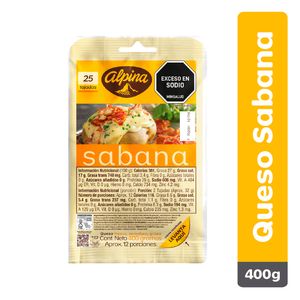 Queso alpina sabana tajado 400 g