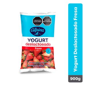 Yogur alpina deslactosado fresa bolsa 900 g