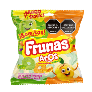 Gomas FRUNAS Gelatina Sabores Durazno Manza (100 gr)