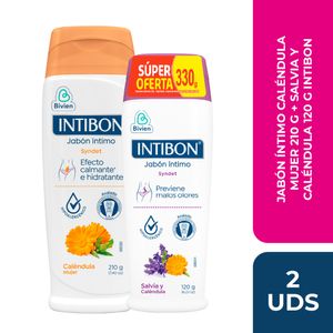 Jabón Intimo INTIBON calendula x210 g + Jabón intimo salvia x120 g