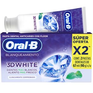 Crema Dental Oral-B 3D White Blanqueadora, 2 Uds, 67 mL