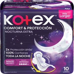 Toalla Higienica Kotex Nocturna Extra Maxi Protect Paquete x 10 Und