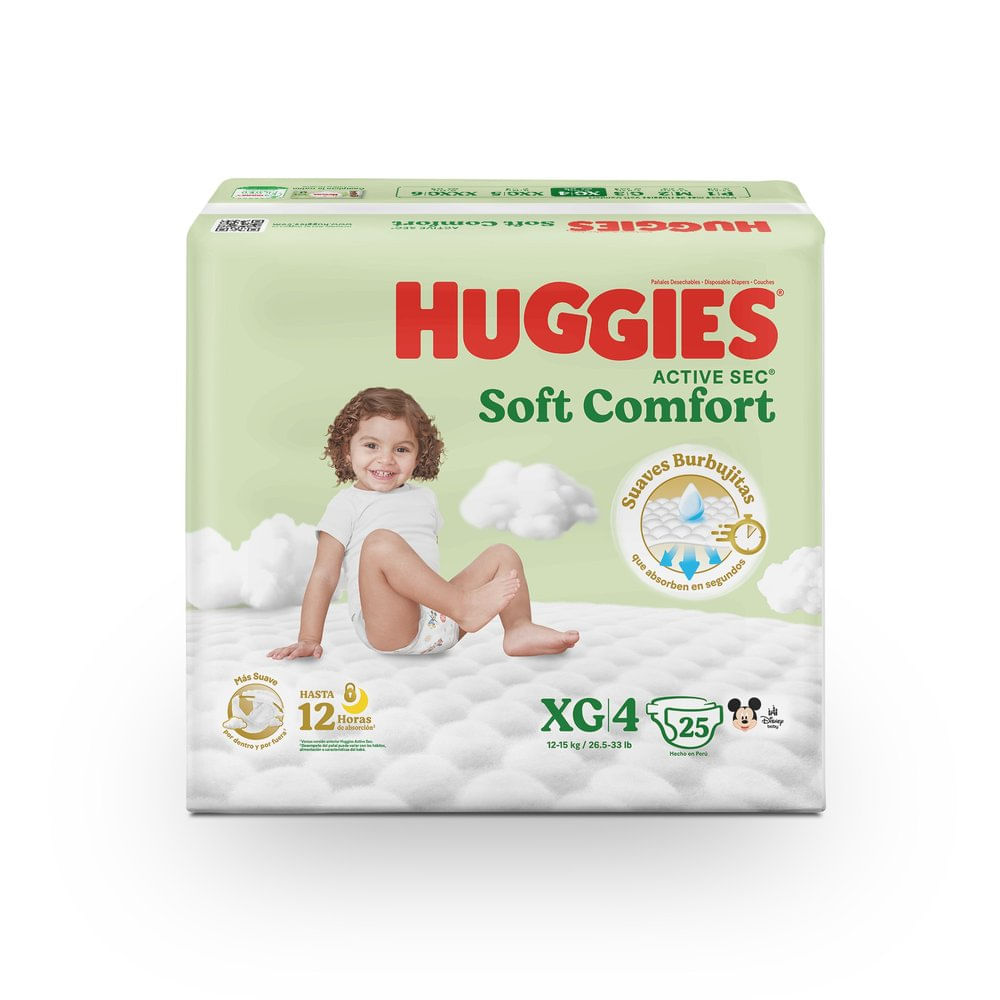Pañal Huggies Active Sec Etapa 4 XG X25 Unds
