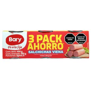 Tripack Salchicha BARY Viena Lata Enlatados Carnicos (285 gr)