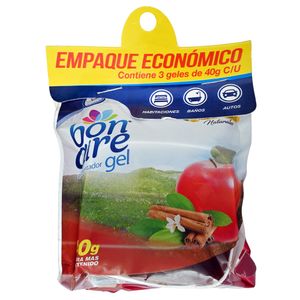Ambientador Bon Aire Gel Repuesto Manzana Canela 3 unds x 40 g c/u