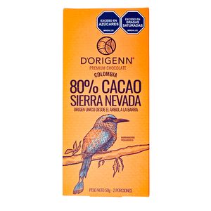 Barra de chocolate DORIGENN 80% cacao Sierra Nevada (50 gr)