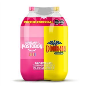 Gaseosa POSTOBON duo manzana + colombiana (6250 ml)