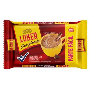 Chocolate LUKER sin azúcar con clavos y canela (224 gr)