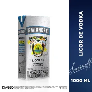 Smirnoff x1 Lulo Sin Azúcar licor de vodka saborizado listo para tomar 1000 ml tetrapack