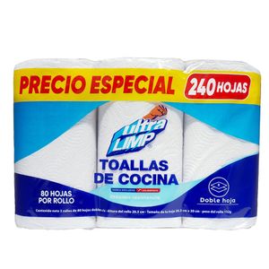 Toalla Coc Ultralimp Dob Hoj 80 Hojas X3