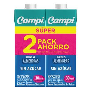 Bebida de almendras CAMPI sin azúcar x2und (1800 ml)