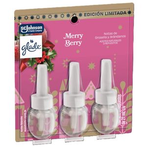 Glade Aromatizante Aceites Naturales Merry Berry 3 Repuestos 21ml c/u