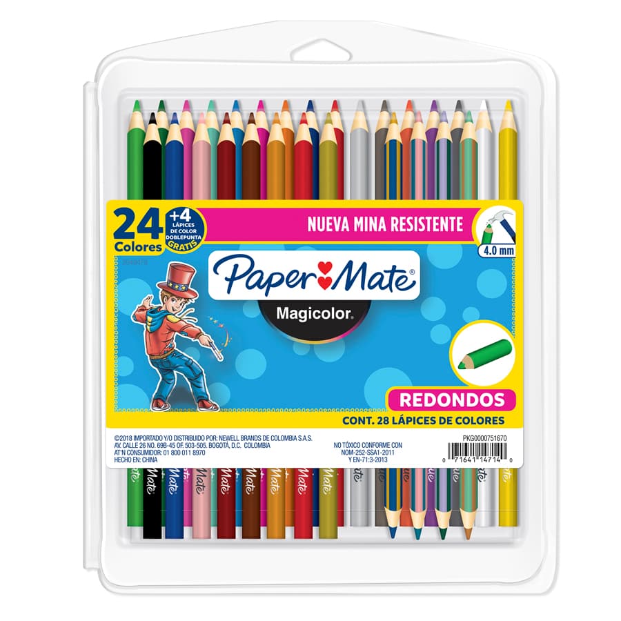 Imagen de Colores Paper Mate Magicolor Redondos X24 Unds Colores Magicolor Una Punta X24 + 4 Doble Punta