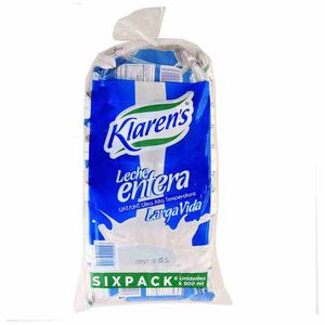 Leche Klaren's Uht Entera 900 Ml X6 Unds