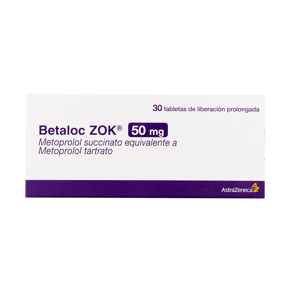 Imagen de Betaloc Zok 50 Mg Astrazeneca X30 Tabletas BETALOC ZOK 50 MG CAJA X 30 TABLETAS