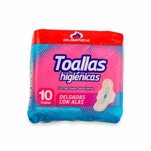 Toalla Higiénica Olimpica Delgada Cubierta Tela X10 Unds