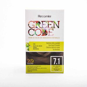 Tinte Recamier 7.1 Rubio Mediano Cenizo Green Code Kit x50g