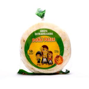 Arepa Doña Paisa Delgadas sin Sal 700 G X10 Unds