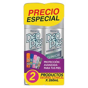 Desodorante para Pies Deo Pies Clinical 260 Ml X2 Unds