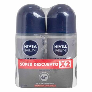 Desodorante Nivea Men Roll On Silver 50 Ml X2 Unds