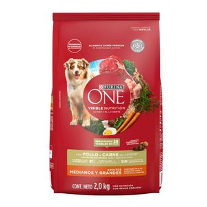 Alimento Perro One Adultos Medianos Grandes Pollo y Carne 2 Kg