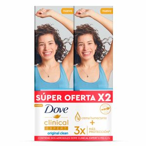 Desodorante Dove Clinical Expert Original Clean Spray 150 Ml X2 Unds