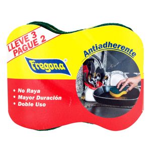 Esponja FREGONA doble uso antiadherente ergonómica (2 und)