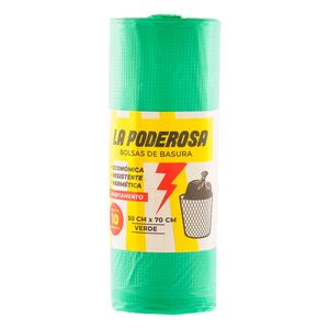 Bolsa de Basura La Poderosa Verde X10 Unds