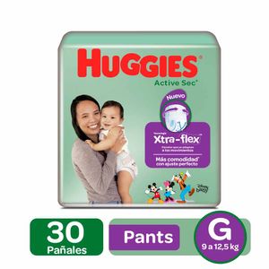 Pañal Huggies Active Sec Ajustable G X30 Unds