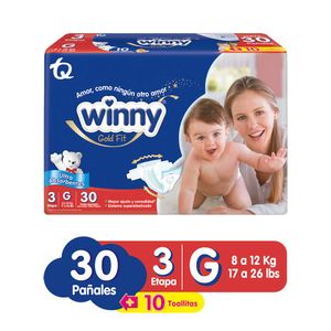 Pañal Winny Gold Fit Etapa 3 X30 Unds + Toallitas X10 Unds