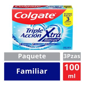 Crema Dental Colgate Triple Acción Extrablancura 100 Ml X3 Unds
