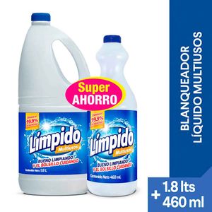 Blanqueador Limpido Multiusos 1800 Ml + Blanqueador 460 Ml