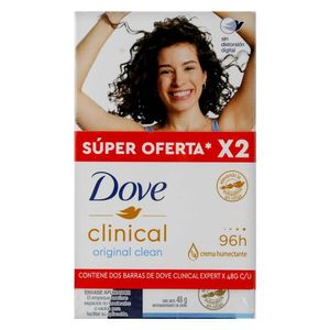 Desodorante Dove Clinical Expert Clean Barra 48 G X2 Unds